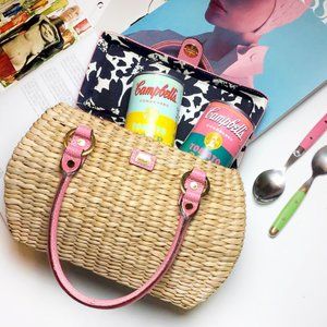 Kate Spade Leather & Wicker Handbag